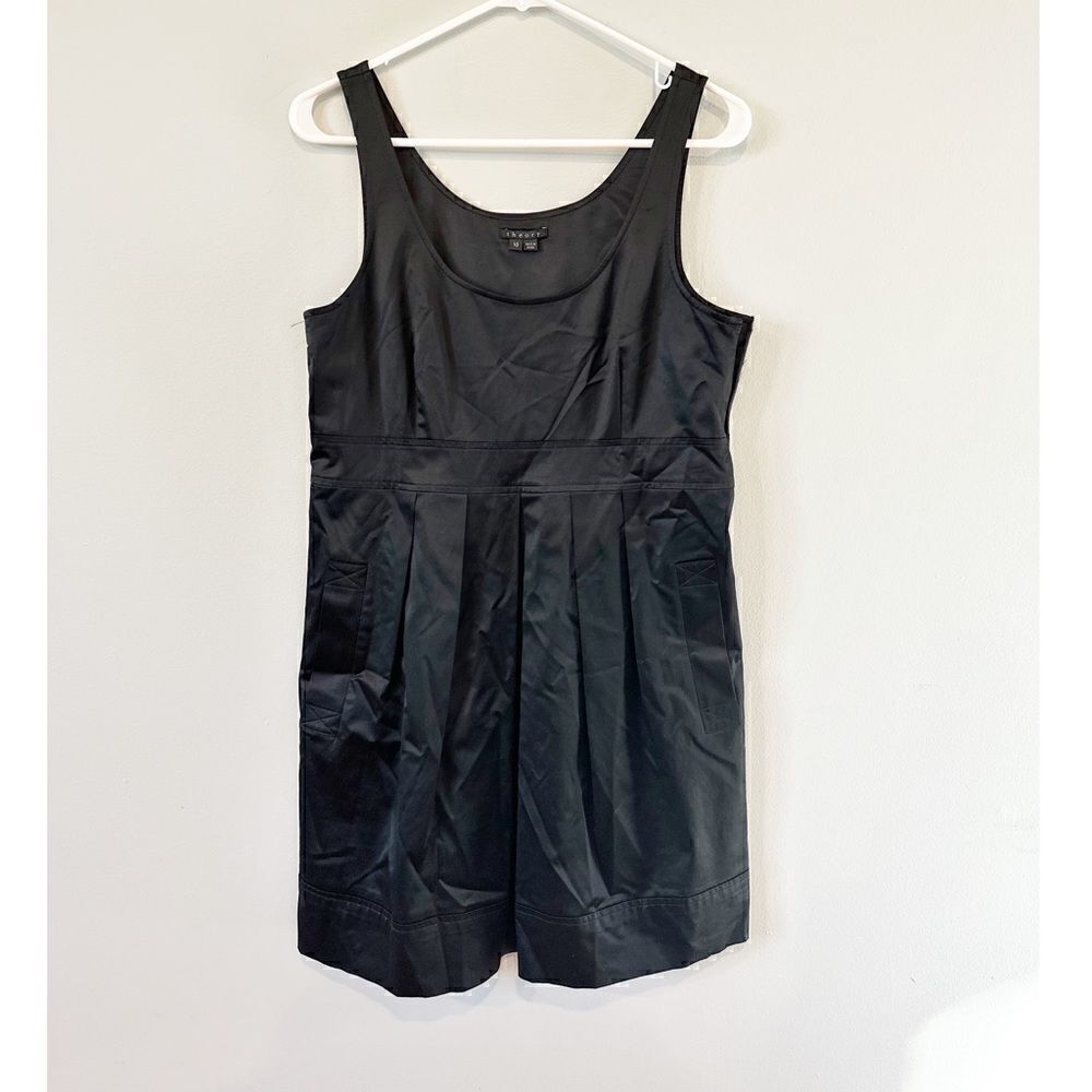 Theory satin scoop neck sleeveless mini dress black